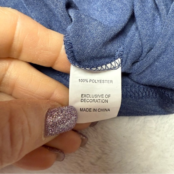 Blue and Gray Tie Front Relaxed T-Shirt size small no brand - Picture 4 of 8